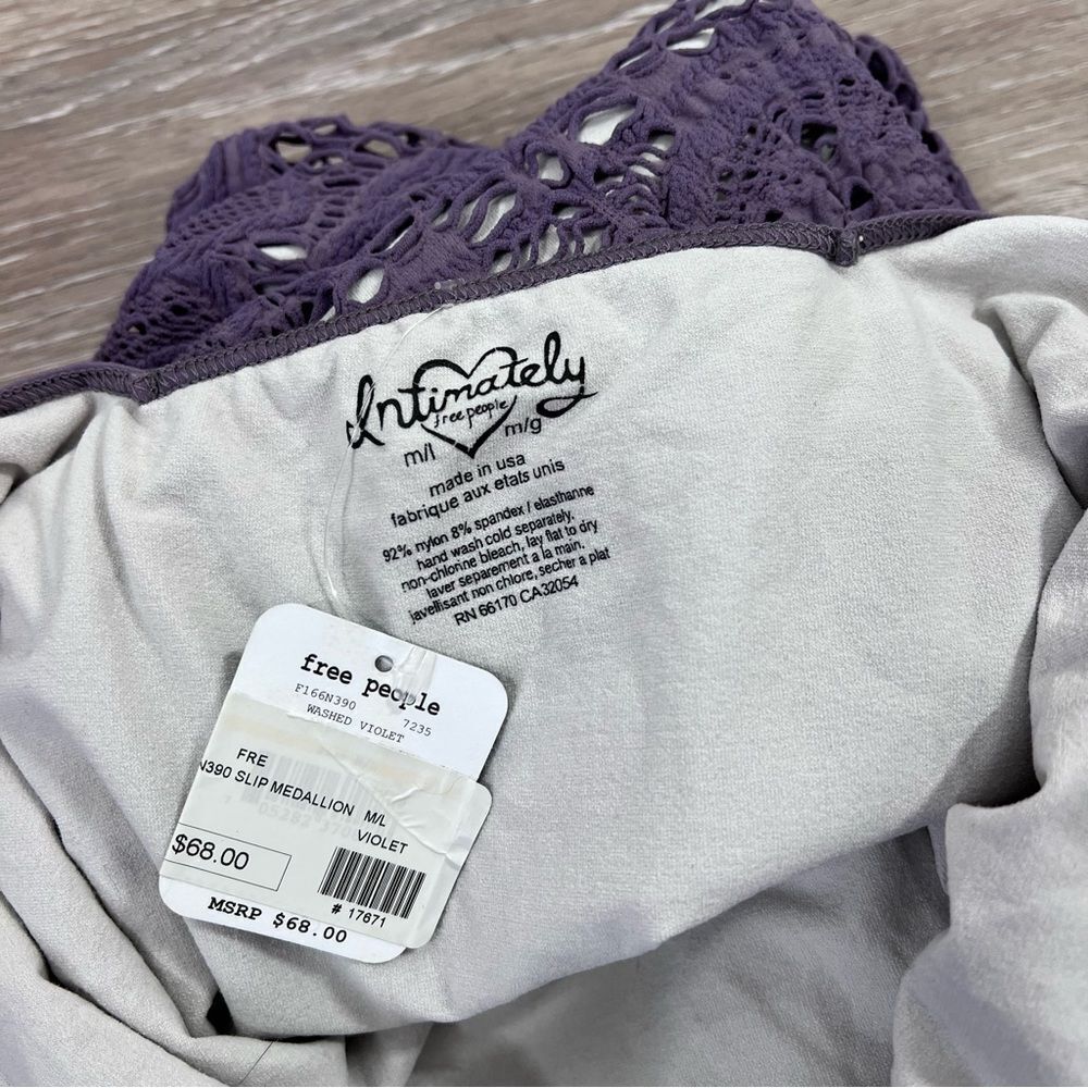 Nwt free people medallion slip dress‎ stretchy crochet knit washed violet - Picture 4 of 4